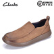 Clarks Herrenschuhe, Frühling und Herbst, neue weiche Sohle, Outdoor, lässig, bequem, Slip-On, echtes Leder, leichte Freizeitschuhe aus Leder, Hellbraun, 42