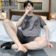 Modal Herren Pyjamas Herren Sommer Baumwolle kurzärmelige Pullover Rundhals plus Fett Plus Größe Home Clothing Sommer Dünner Set HD9934 4xl Männer