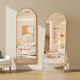 Sentai Bear Mirror Full-body Clothing Mirror Household Rounded Corner Fitting Mirror Arched Wall-Bedroom Ins Golden Rounded Corners-Backed Bracket-Exquisite Aluminum Frame 60*165CM Ultra Silver Mirror-Clear Imaging