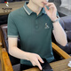 Camiseta de manga corta para hombres (Tucano) Summer con una joven camisa de polo casual con algodón de algodón a media manga de la camisa de fondo bordada tendencia WZ-826 Brown M