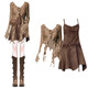 Gem City Maillard Kleidanzug Neues Retro Langarmed Top mit Wasteland Style Desert Kleid zweiteiliger Aprikosen-Top + brauner Rock M1563 m