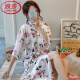 Langsha (Langsha) Ligero de lujo Japonés Kimono sexy pijama para mujeres para el verano de baño de manga corta pijamas pijama delgado helado delgada de longitud media de longitud de longitud QSM-9896# Pajamas de rosa azul