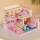 LEGO Building Compatible House Villa Assembly Girl Girl Girl Princess Castle Toys Girl Girdal Double-couche Dog Dog Fashion Home 1048 Pellets Donner de la lumière