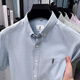 
Classic car 100% pure cotton summer short-sleeved striped shirt for men business casual versatile shirt for iron and anti-wrinkle top AN15269 green 2XL