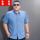 Short-sleeved plus size shirt men's plus size men's cotton shirt loose thin printed large size men's half-sleeved fat man 5155 gray green 2XL (recommended 140-155Jin Jin equals 0.5 kg)
