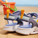 ANTA Children's Sandals Men's Big Children's Shoes 2025 Summer New Velcro Outdoor Open-Toe Soft Elastic Beach Shoes Light Steel Blue/Dust Curtain Blue-2 39