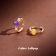 Amber Lollipop Amethyst Ring Women's Pearl Open Index Finger Ring Tail Ring Anniversary Birthday Gift for Girlfriend and Wife Purple (Venus Series)
