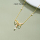 Chow Dasheng Bow Necklace s925 sterling silver women's clavicle chain light luxury niche high-end gift for girls birthday gift streamer bow