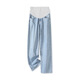 Ariana Mujeres embarazadas Pantalones de seda de hielo 2024 ropa de verano jeans recto de pierna ancha delgada de verano azul claro [estilo largo] 138-1 l