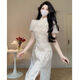 UKUHPK Neuer chinesischer Stil modifiziertes Cheongsam Mädchen besticktes schlankes High-End-Kleid 9221 2xl