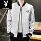 Playboy (Playboy) 2025 Frühlings- und Herbstjacke Herren-Trendy Baseball Collar Thin Casual Short Style Outdoor mit hübsche Herrenjacke 686 Jacke [schwarz] XL [Vorgeschlagen 105-120jin [Jin ist ungefähr 0,5 kg]]