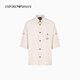 安普里奥·阿玛尼（Emporio Armani）2025春季新款男士廓形翻领短袖工装衬衫 U1098-杏仁色 S (：120-130斤)