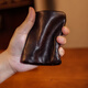 Master Lu Vintage Gemüse gebräuntes Kuhläppchen -Leder -Herren -Kurzerbietungsbrieftasche Neu einfaches Führerschein Brieftasche integrierter Brieftasche Tee Braune Top -Schicht Cowhide Leder