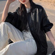 Ono seven-day black leather jacket for women, 2025 spring and autumn new Hong Kong style retro high-end clamp motorcycle fashion top leather jacket [black single layer 90-130Jin [Jin equals 0.5 kg]]
