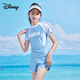 迪士尼（Disney）女童泳衣分体式中大童夏少女带胸垫游泳衣女孩运动青少年泳装 9858牛奶丝黑灰色 均码 10-15岁【50-75斤】