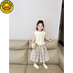 
G.DUCKKIDS little yellow duck] New Korean version of girls' vest set summer suit 2025 fashionable thin summer two-piece set off off white drawstring top + floral wide-leg pants 140