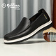 Goldlion Men's Shoes Shopping Mall Same Style Leather Shoes Light Cushioning Breathable Sleeve Business Casual Shoes G255410134AAB Black 41