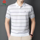 MONTAGUT Summer Mulberry Silk Short-Sleeve T-Shirt Men's Middle-aged Daddy's Striped Lapel Half-Sleeve Polo Shirt 723 Royal Blue M 165 [Suggested 100-115 Jin [Jin equals 0.5 kg]]