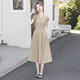 Cypress House, abrazando la cintura y falda de línea A-Line 2025 Summer New Women's Fomin Mid-longitud de un solo hombro Vestido de manga corta S52B1678L
