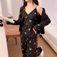 
RONGXITU Women's lace pajamas with chest pads, three-piece set for outdoor wear, spring, summer and autumn gray student style, three-piece set WX13803 gray (with chest pads) 170 M (80-100Jin [Jin equals 0.5 kg])