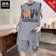 Semir ice silk quick-drying vest boy 12-15-year-old teenager sleeveless T-shirt 13 children's summer basketball suit 6636 blue (vl+shorts) quality upgrade 3XL 160-180Jin [Jin equals 0.5 kg]