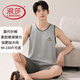 浪莎（LangSha）莫代尔棉男士背心睡衣夏季短裤无袖冰丝薄款大码加肥加大男款套装 FDM1105 L (建议100-120斤内)