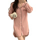 COLORFUL GEMS bean paste color pajamas for women new long-sleeved nightgown home clothes spring, summer and autumn boyfriend style 681# bean paste color shirt skirt 180 XL (110-125Jin[Jin equals 0.5 kg])