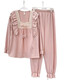 Gemmes colorées Spring and Automne Pajamas Cardigan à manches longues pour femmes mince en dentelle douce en dentelle de maison kyx-x9904 rose 180 xl