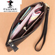 PLOVER genuine leather women's clutch bag long wallet 2025 new fashion simple handwritten wrist mobile phone coin wallet small bag lotus purple