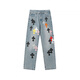 Crome Heart New Croce Ch High Ordre Black Blanc Cross droits Old Heavy Industry Washing Jeans Pantalons Identique aux hommes et femmes 9923 28