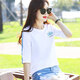 Romon Pure Cotton Camiseta de manga de 70 cuartos para el diseño suelto de la sola sola de las mujeres tendencia china Pink Spring y Autumn Summer 2025 Nuevo Top W6172 Azul de hielo A mediados de manga L Recomendado 105-120Jin [Jin iguala 0.5 kg]