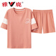 Yalu summer Korean women's pure cotton short-sleeved shorts pajamas wear casual and fresh cotton home clothes thin suit summer chest pad 12611 L (95-115Jin[Jin equals 0.5 kg])