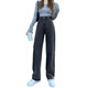 Fhhuabd acheter un jean droit à taille haute gratuite pour les femmes printemps et automne 2024 Nouveau style minceur simple et petit pantalon large large 863 bleu clair s recommandé 95 Jin [Jin est égal à 0,5 kg]