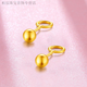GRAYCEWODY Old Phoenix Authentic Gold Earrings for Women, Simple and Versatile Curved Hook Beans Palladium Earrings for Gifts 999E Curved Hook Beans Hong Kong Gold Earrings Same Style 2.785g