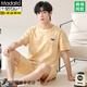 
Modal pure cotton pajamas men's 2025 summer new style teen short-sleeved shorts summer casual home clothing set Q13807 L