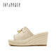 Joy/peace 2025 summer new retro fashionable sheep leather wedge flip flops sandals for women 25051BT5 [pre-sale] apricot color 37