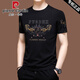 Pierre cardin high-end short-sleeved T-shirt for men ice silk half-sleeved summer sweatshirt mercerated cotton embroidered loose middle-aged top fashion [Father's Day gift] X733 black M 165 [recommended 100-120 Jin [Jin equals 0.5 kg]]