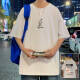 常缕竺纯棉T恤男潮牌潮流休闲宽松圆领短袖男生青少年夏季新款百搭体恤 3897白色 L 约120-140斤可穿