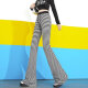 
2025 spring and summer drooping stripes loose casual micro-flare pants high waist wide-leg pants floor-sliding long pants women's trendy color [MY-686] M
