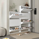 Meiman Haoma Gabinete de zapato de volcado de acero Muro colgante en la puerta del hogar Aire Simple Apartamento pequeño Gabinete de calzado extremadamente estrecho Gabinete de entrada de 12 cm 10 cm White Silent 655 ancho de cuatro cubos Conjunto de entrega de pedidos
