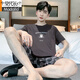 
Modal pajamas men's summer Xinjiang cotton thin short-sleeved shorts can be worn on the outside for casual men's plus-size cool home clothing set 9928# L [Suggested 100-120Jin [Jin equals 0.5 kg]]
