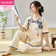 
Modal women's short-sleeved pajamas set for summer thin trousers in summer new Chinese style imitation cotton home clothes can be worn outside LZY9905 M (recommended 75-95Jin [Jin equals 0.5 kg])
