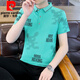 皮尔卡丹（pierre cardin）新款男士纯欲风polo.衫时尚韩版半袖青年印花棉质吸汗透气短袖t恤 9226白色 M 90-100斤
