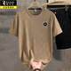 Specht leichte Luxus-Eis-Seide Kurzärmler T-Shirt Herren-Farbmuster Hemd European New Casual Cool Round Neck Kurzärmler Top Männer Q6628 Weißer XL (vorgeschlagen 135-150jin [Jin entspricht 0,5 kg])