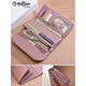 Jinlilai Wallet Damen Long Leder 2025 Neue Mode einfache dreifache Kupplung Kupplung Kupplung Kupplung Clutch Manschette [Pink Taro Farbe] [große Kapazität 9 Karten]
