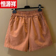 Hengyuanxiang (HYX) Reine Baumwoll-Elastizität Taille Lose lässige Shorts für Frauen mit weitem Beinhose hoher Taste Taschenknopf 2024 Sommerhosen 9226# Hellbraun [reine Baumwoll-Doppel-Taschen-Shorts] M Empfohlen 75-90jin [Jin gleich 0,5 kg]