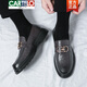 Cartelo echtes Leder -Herren -Slipper fauler Trend Frühling Herrenschuhe Britische Freizeitlederschuhe Koreanische Version von Bohnenschuhen Männer 3518 Schwarz T.S.L Style 38