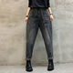 Xiadian Sutra Queen (SE.PSTP) Jeans für Frauen im Frühjahr und Herbst Lose Slim Casual Harem Hosen hohe Taille große Größe neun Punkte Hosen Karottenhose Dadhose 826# Denim Blue Neun-Punkte Hose Dünnstil L 115-130 Jin [Jin gleich 0,5 kg]
