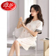 Langsha 2025 Vestido de pijamas de manga corta de verano de camisón 2025 para mujeres de verano para mujeres Silk Silk Sild Summer Cómoda Vestido de gran tamaño M9923 [almohadilla corta/sin pecho] M [90-110Jin [Jin equivale a 0.5 kg]]]