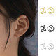 Double-layer earrings for women without pierced ears, elegant lines, cross ear clips, fashionable and simple autumn and winter earrings, silver